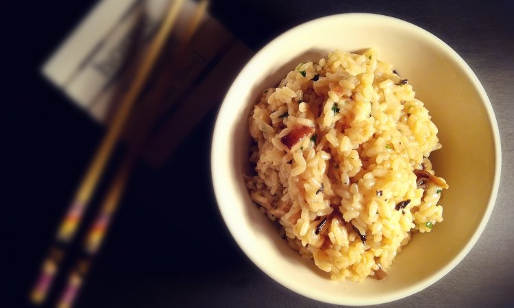 Risotto ai funghi e tè affumicato